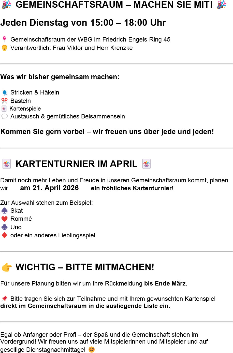 2026 Aushang Gemeinschaftsraum